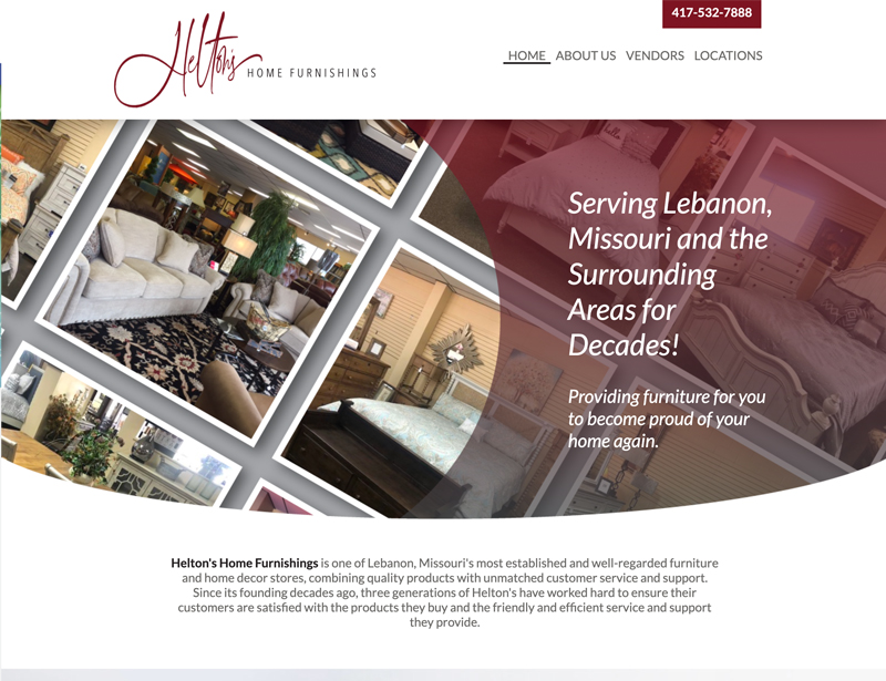 Helton's Home Furnishings website design and development project. Services provided for Camdenton, MO companies.
